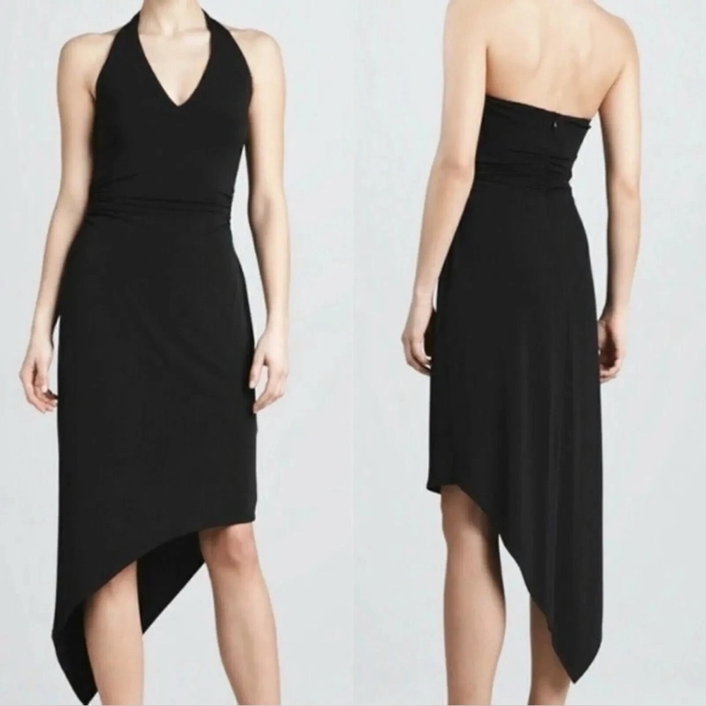 VTG David Meister Black Halter Asymmetrical Hem Dress- 4